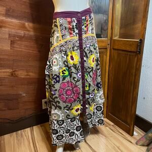 DOUBLE D RANCH Maxi Boho Western Skirt Size L Tiered Maximalist Floral Hippie